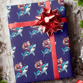 Jultomten Riding Shark jul Blue Presentpapper