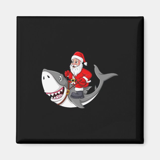 Jultomten Riding Shark jul Boys Girls Kids Magnet (Framsidan)