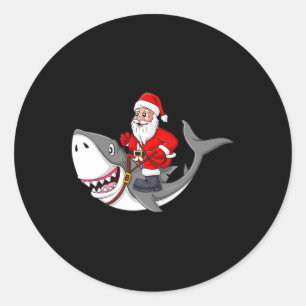Jultomten Riding Shark jul Boys Girls Kids Runt Klistermärke