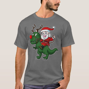 Jultomten Riding T Rex Dinosaur jul Shirt