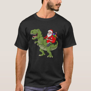 Jultomten Riding T Rex jul Boys Girls Kids Shirt