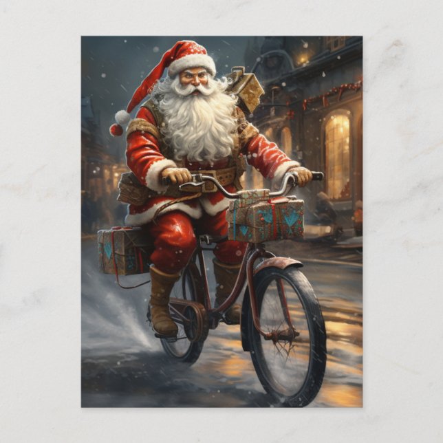 Jultomten Riding the Bike-julen Vykort (Framsida)