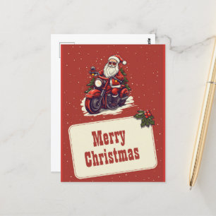 Jultomten Riding the Bike Tecknad Vykort