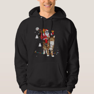 Jultomten Riding Tiger Cat Ljus Julafton Hoodie