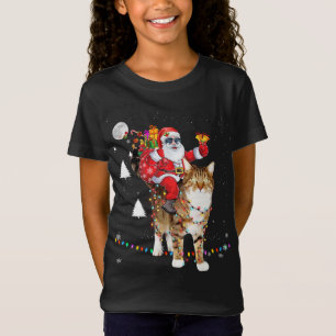 Jultomten Riding Tiger Cat Ljus Julafton T Shirt