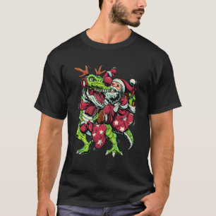 Jultomten Riding Trex Reindeer Dinosaur Julafton f T Shirt