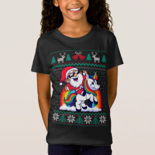 Jultomten Riding Unicorn Funny God Jul Sw T Shirt
