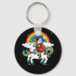 Jultomten Riding Unicorn Julafton Gifts Rainbow Nyckelring