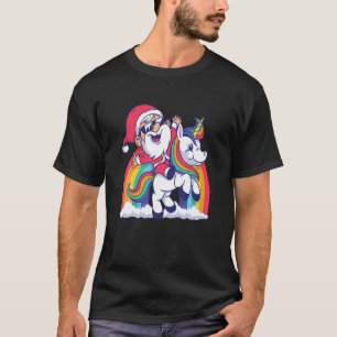 Jultomten Riding Unicorn Rainbow jul Kids T Shirt