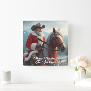 Jultomten Riding Western jul Fyrkantig Klocka