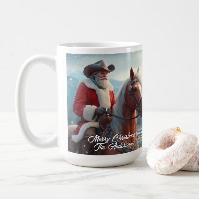 Jultomten Riding Western jul Kaffemugg (Med munk)