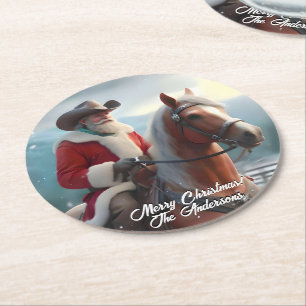 Jultomten Riding Western jul Underlägg Papper Rund