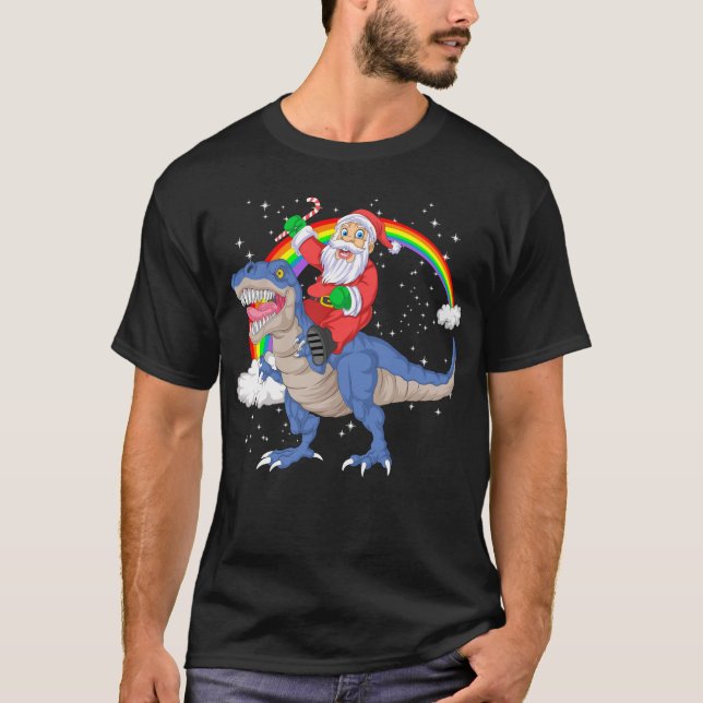 jultomten ridtrex dinosaur christmas t shirt (Framsida)