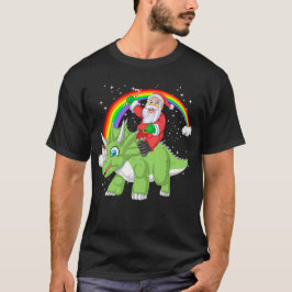 jultomten ridtriceratops christmas t shirt