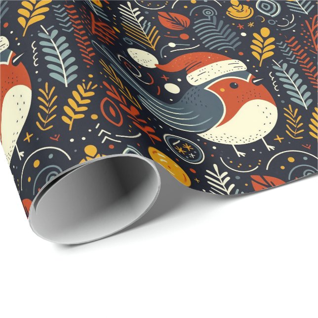 Jultomten Robins Rumänska Flagga färg Presentpapper (Rullad Hörn)