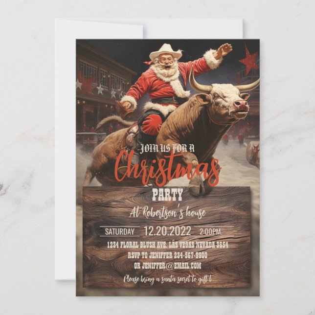 Jultomten Rodeo Inbjudningar (Framsida)