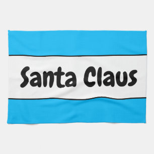 JULTOMTEN Roligt Himmel Blue White Rand Retro Text Kökshandduk