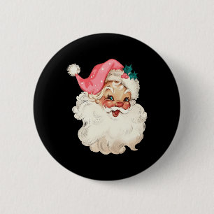 Jultomten Rosa jul Ansikte Gamla Julafton Vintage Knapp