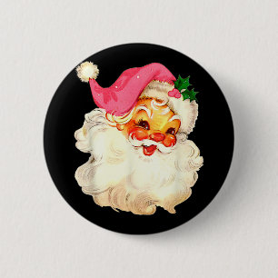 Jultomten Rosa jul Ansikte Gamla Julafton Vintage Knapp