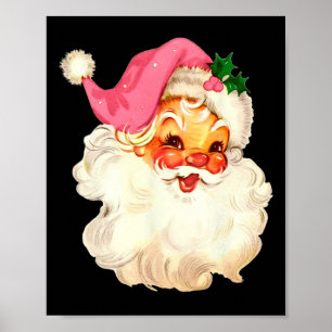 Jultomten Rosa jul Ansikte Gamla Julafton Vintage Poster
