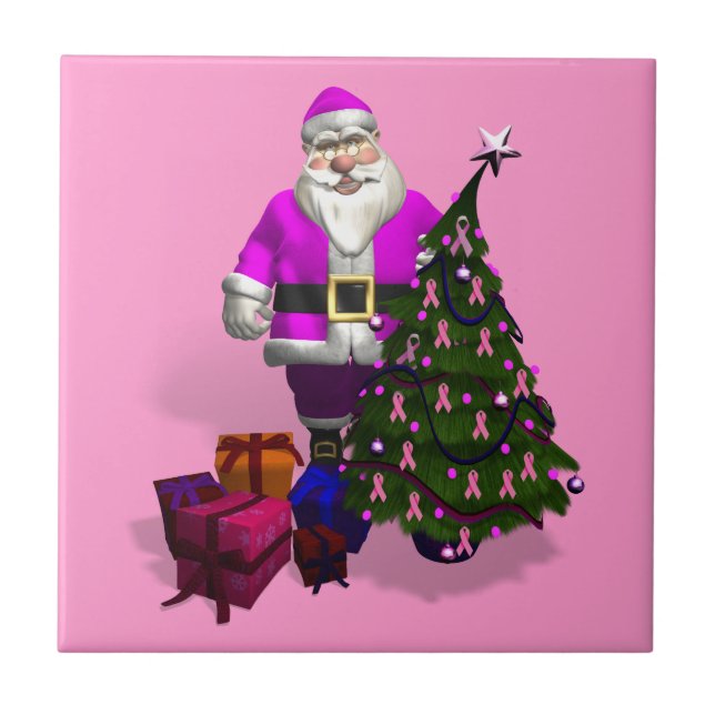 Jultomten Rosa Rosett band Kakelplatta (Framsidan)
