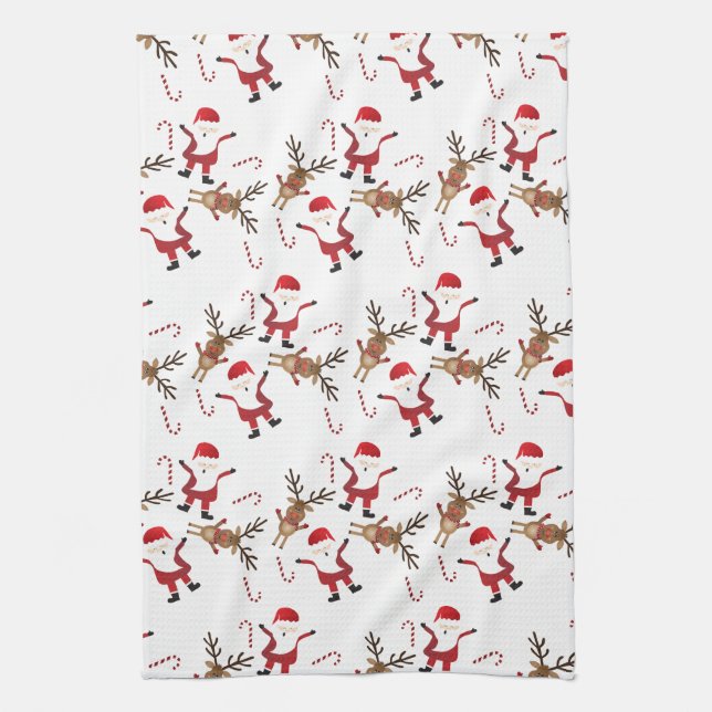 Jultomten Rudolph, Red Nposed Reindeer Mönster Kökshandduk (Vertikal)