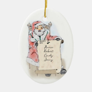 Jultomten Rulla Naughty Nice List Personlig Julgransprydnad Keramik