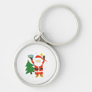Jultomten Rund Silverfärgad Nyckelring