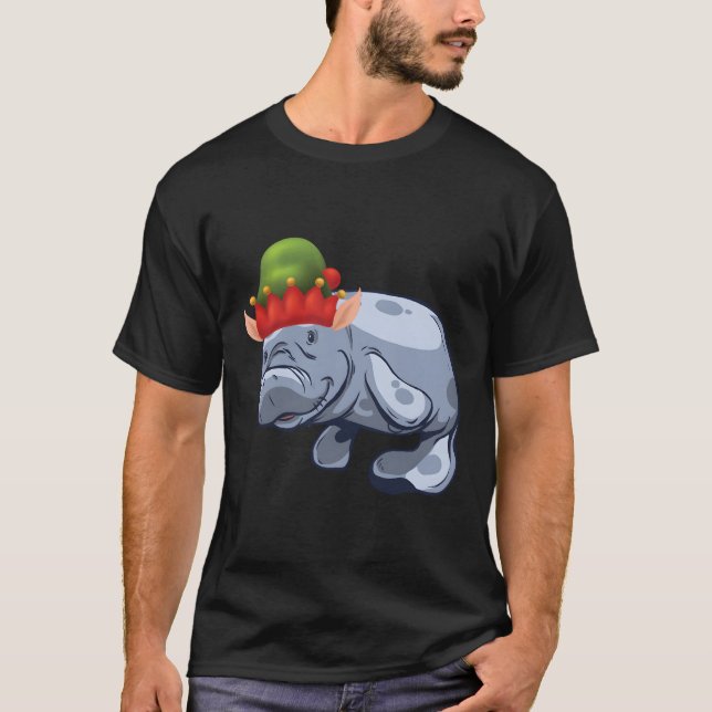 Jultomten S Elf Hat Sea Cow Manatee Gift T Shirt (Framsida)