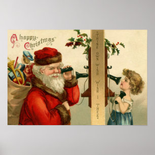 Jultomten Sack of Leksak Holly Mobil Poster