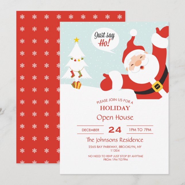 Jultomten - säg bara "gå" inbjudningar (Fram/baksida)