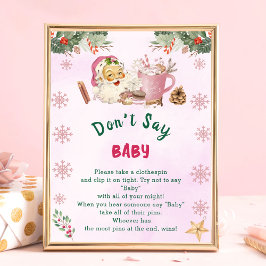 Jultomten "Säg inte Baby" Baby Shower Game Poster