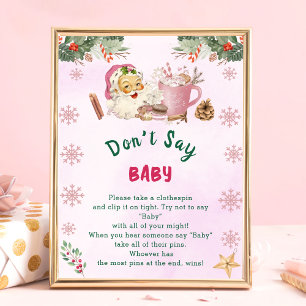 Jultomten "Säg inte Baby" Baby Shower Game Poster