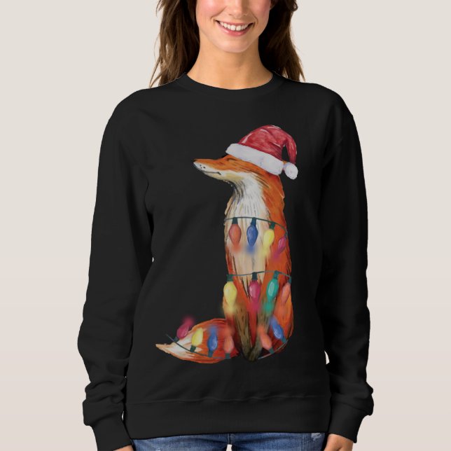 jultomten Santa Fox Ljus Fox Älskare jul Gif T Shirt (Framsida)