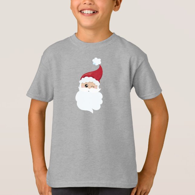 Jultomten, Santa Hat, Winking Santa, Jul T Shirt (Framsida)