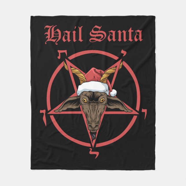 Jultomten Satanism Goat Satan Baphomet Fleecefilt (Framsidan)