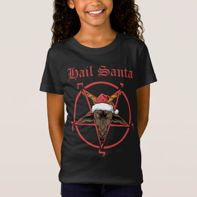 Jultomten Satanism Goat Satan Baphomet T Shirt (Framsida)