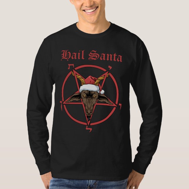 Jultomten Satanism Goat Satan Baphomet T Shirt (Framsida)