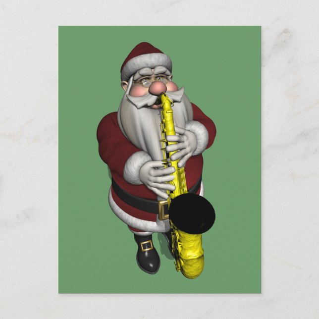 Jultomten Saxofone Player Helg Vykort (Framsida)