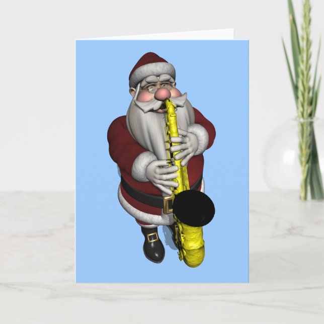 Jultomten Saxofone Player Helgkort (Framsida)
