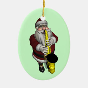 jultomten Saxophone Player Julgransprydnad Keramik