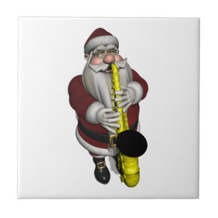 Jultomten Saxophone Player Kakelplatta