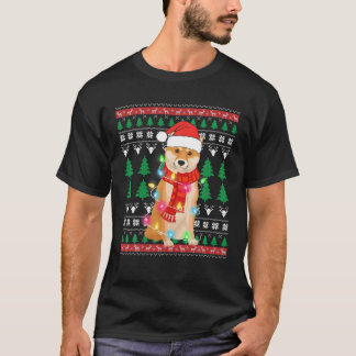 Jultomten Shiba Inu Julafton Lighting Ugly jul T Shirt