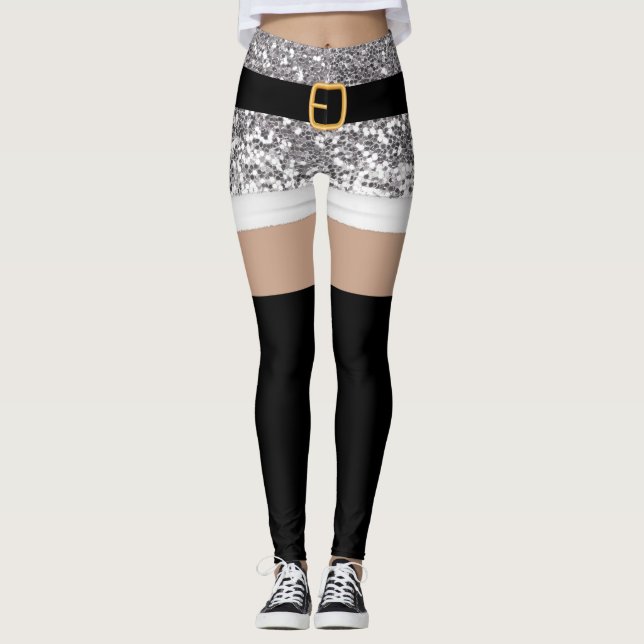 Jultomten Silver-glitter-lagarna Leggings (Framsida)