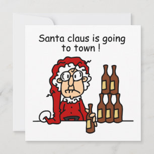 Jultomten ska till Town Julkort