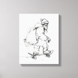 Jultomten Skateboarding med Presenter Canvastryck