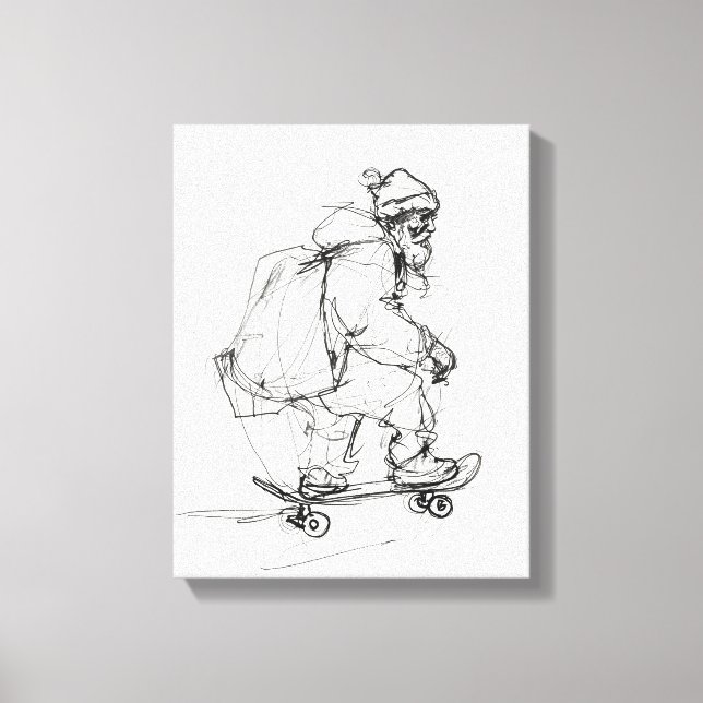 Jultomten Skateboarding med Presenter Canvastryck (Framsida)