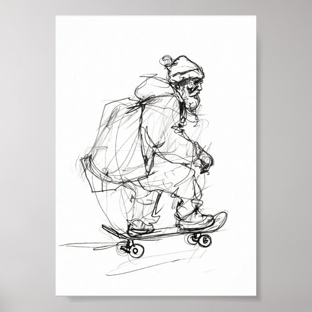 Jultomten Skateboarding med Presenter Poster (Framsidan)