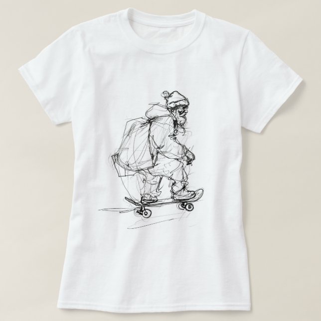 Jultomten Skateboarding med Presenter T Shirt (Design framsida)