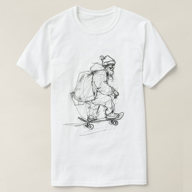 Jultomten Skateboarding med Presenter T Shirt (Design framsida)